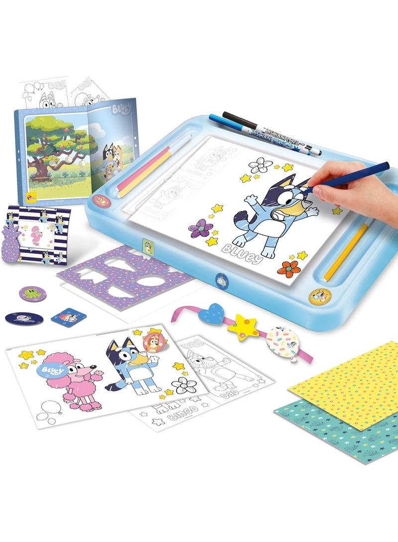 BLUEY Drawing School - Educational Drawing Kit for Children from 3 Years - A4 Light Table - Scented Felt Pens - Stencils, Stickers & Scissors - Manual and Creative Activities - Image 2